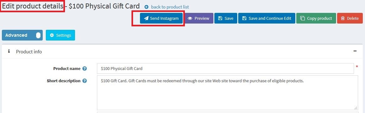 Product page